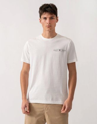 GANT Mens GANT Mens Short Sleeve Printed Graphic T-Shirt - 113 Eggshell - White - Size: 44