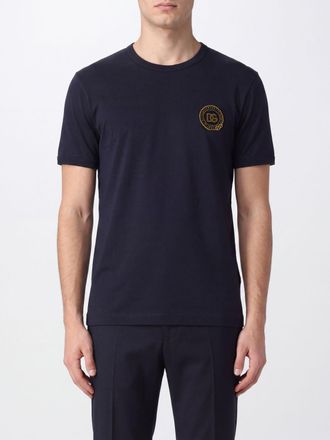 Dolce & Gabbana T-shirt slim fit in cotone con monogram DG a contrasto