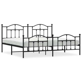 Berkfield Home Metal Bed Frame with Headboard & Footboard Black 193x203 cm