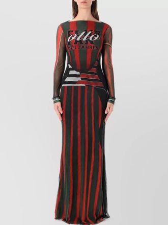 Ottolinger printed mesh long-sleeve maxi dress