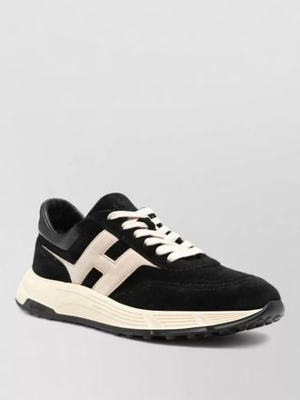 Hogan lace up shoes contrast panel rubber sole