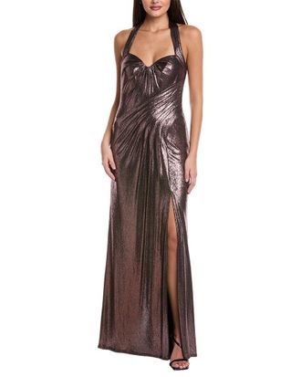 Tadashi Shoji Metallic Halter Gown