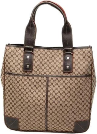 Celine Pre-owned Canvas Tote Bag - Dames - Vintage Shopper - Bruin - ONE Size - Leer - Vintage