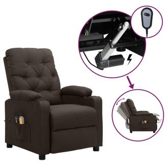 vidaXL Sill&oacute;n De Masaje El&eacute;ctrico Tela Marr&oacute;n Oscuro Vidaxl