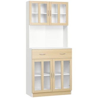 HOMCOM Alacena de cocina 80x40x180 cm blanco y natural
