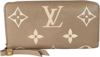 Louis Vuitton Monogram Beige Leather Long Wallet (Bi-Fold) (Pre-Owned)