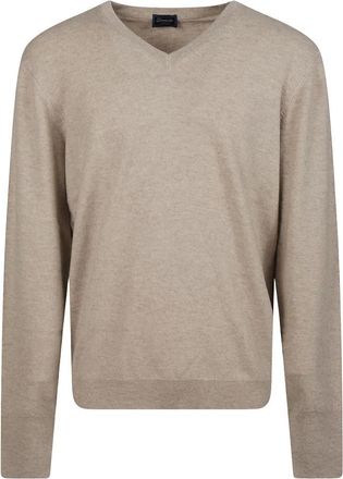 Drumohr V-hals Trui - Heren - V-hals truien - Beige - L - Kasjmier - Truien & Vesten