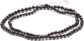 Pompeii3 121 Ct Black Diamond Faceted Bead Necklace 22 14k Yellow Gold