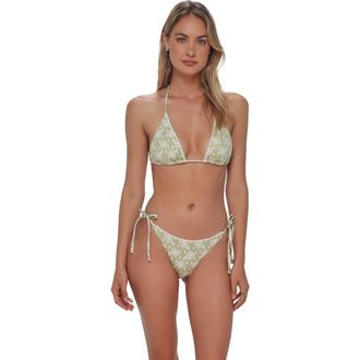 Swim Systems Pom Pom Tie Side Bikini Swim Bottoms in Cactus Flower at Nordstrom, Size X-Large