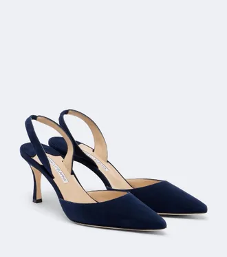 Manolo Blahnik Carolyne 70 suede slingback pumps