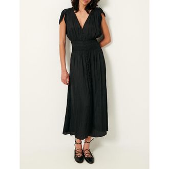 Sessun Mouwloze gesmokte midi-jurk GALIANE