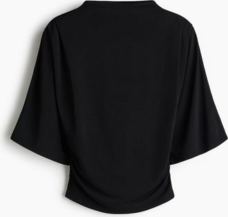 H&M Jerseyshirt mit Drapierung - Schwarz