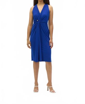 Joseph Ribkoff Draped Front Halter Sheath Dress In Royal Sapphire