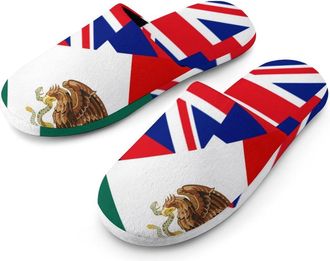 Generic Hawaii State Mexican Flag Cotton Slippers for Men Memory Foam House Slippers Soft Anti-skid Sole Indoor Outdoor Shoes