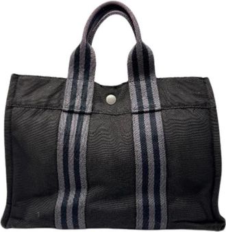 Herm&egrave;s Pre-owned Tote Bag - Dames - Vintage Shopper - Zwart - ONE Size - Katoen - Vintage