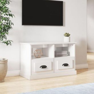 vidaXL Vidaxl - Mobile Porta tv Bianco Lucido 80x35x50 cm in Legno Multistrato