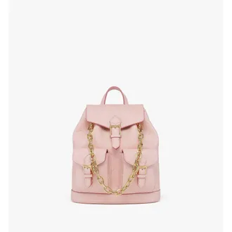 MCM Small Aren Drawstring Backpack in Maxi Monogram Leather