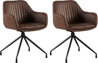 Clp Lote De 2 Sillas De Comedor Welby Marr&oacute;n Oscuro Simil Cuero Vintage