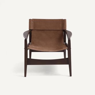 AM.PM Fauteuil van massief gebeitst eiken en leer, Alberto