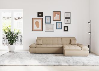 Domo Collection Ecksofa »Moric, L-Form, XXL-Sofa - Breite 300cm, viel Platz, auch in Cord« wahlweise mit Bettfunktion und Armteilverstellung, cappucino