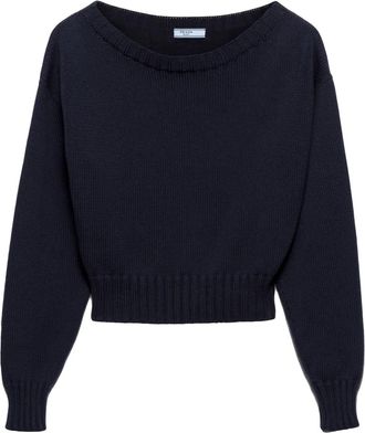 Prada Maglione in cotone con scollo a barca - Blu