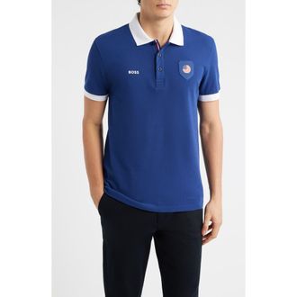 BOSS Lux Paddy Cotton Polo in Usa /Blue at Nordstrom, Size Xx-Large