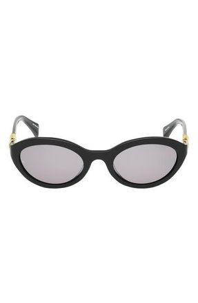 Rag & Bone 52mm Oval Sunglasses in Shiny Black /Smoke Lenses at Nordstrom