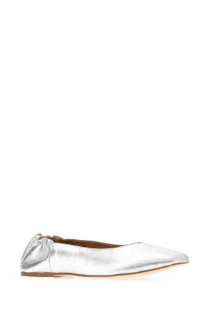 A.P.C. Womens Silver Leather Juliet Ballerinas Argent Ballerine Flat Shoes