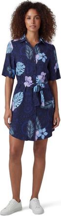 Lords of Harlech Tropical Fantasy Womens Wrap Shirt Dress in Tropical Fantasy Navy at Nordstrom, Size X-Small