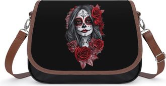 Generic Day of The Dead Woman Crossbody Bags for Women Fashion Leather Shoulder Handbags With Adjustable Strap