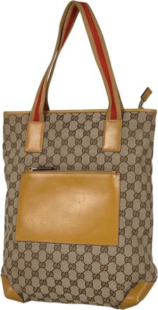 Gucci Beige Brown Gg Canvas Tote Bag (Pre-Owned)