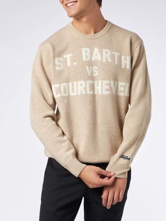MC2 Saint Barth Crewneck Sweater Heron With St. Barth Vs Courchevel Jacquard