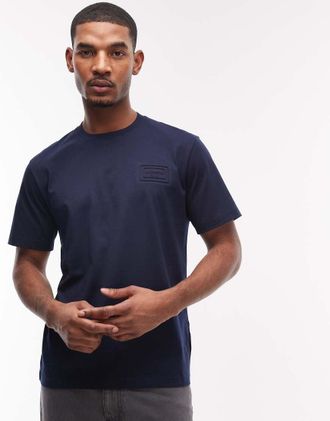 Lacoste T-shirt comoda blu navy con logo in rilievo