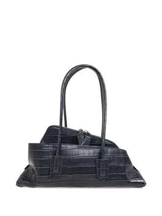 The Attico small La Passeggiata croc-embossed zip tote bag - women - Bos Taurus/Suede - One Size - Grey
