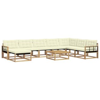 vidaXL Conjunto De Sof&aacute;s De Exterior 9 Uds. Blanco Y Crema Vidaxl