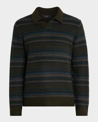 Vince Men & apos;s Fair Isle Wool-Cashmere Johnny-Collar Sweater