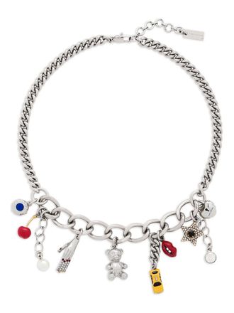 Marc Jacobs Trinket charm necklace - women - Brass/glass/Enamel/Faux Pearl - One Size - Silver