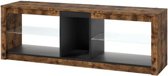 Levede Levede TV Unit Stand Cabinet Glass Display Shelves with RGB LED Lights 140cm