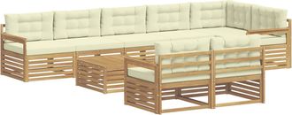 vidaXL Conjunto De Sof&aacute;s De Exterior 9 Uds. Blanco Y Crema Poli&eacute;ster Vidaxl