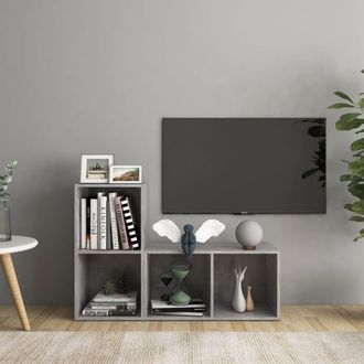 vidaXL Vidaxl - Muebles De Sal&oacute;n 2 Piezas Madera Ingenier&iacute;a Gris Hormig&oacute;n