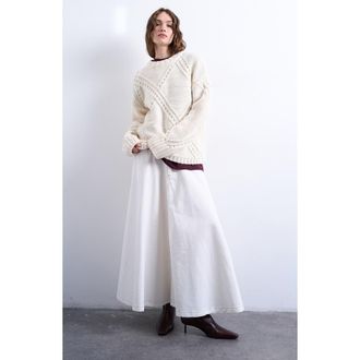 Topshop Oversize Argyle Crewneck Sweater in Cream at Nordstrom Rack, Size X-Small