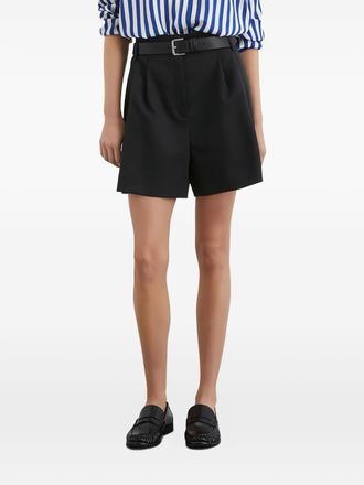 Marc O'Polo pleated high-waist shorts - women - Polyester/Elastane/Viscose/Virgin Wool - 34 - Black