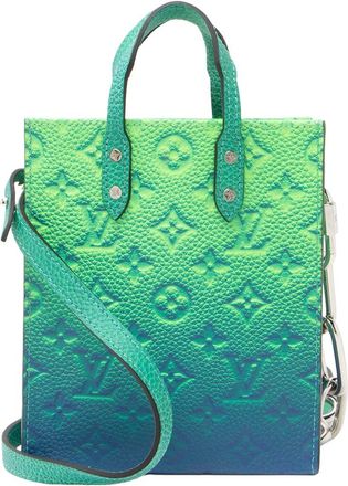 Louis Vuitton Blue & Green Taurillon Leather Petit Sac Plat (Authentic Pre- Loved)