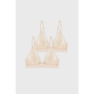 Stripe and Stare Eco Lace Triangle Two Pack in Sand at Nordstrom, Size X-Small Uk