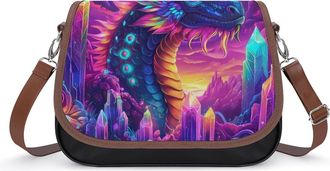 Generic Majestic Dragon And Crystal Small Womens Crossbody Bags Shoulder Handbag with Adjustable Strap for Travel