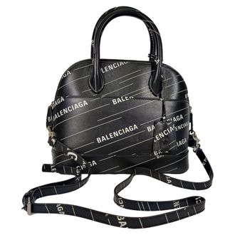 Balenciaga Balenciaga Kleine Logo Ville Geprinte Tas in Zwart Leer