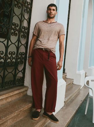 Le 31 Mens Fluid crinkled fabric pant Paris fit - High rise relaxed