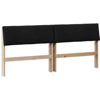 vidaXL Upholstered Headboard Black 200 cm Solid Pine Wood vidaXL
