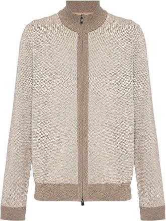 HUGO BOSS Hugo, Cardigans, male, Beige, Size: M Zip Cardigan