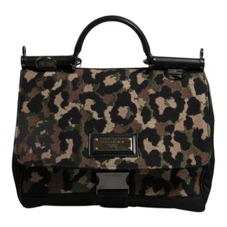 Dolce & Gabbana Handbags, female, Brown, ONE SIZE, Leopard Print Nylon Sicily Tote Bag